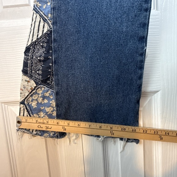 Driftwood‎ Women's Jeans 32X34 Farrah Flare Leg Patchwork Hippie Boho Cowgirl - Picture 8 of 10
